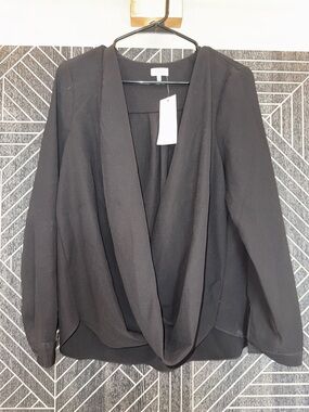 Tobi Black Draped Front Blouse